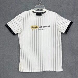 Supply and Demand Mens White Pinstripe‎ Graphic T Shirt Size M